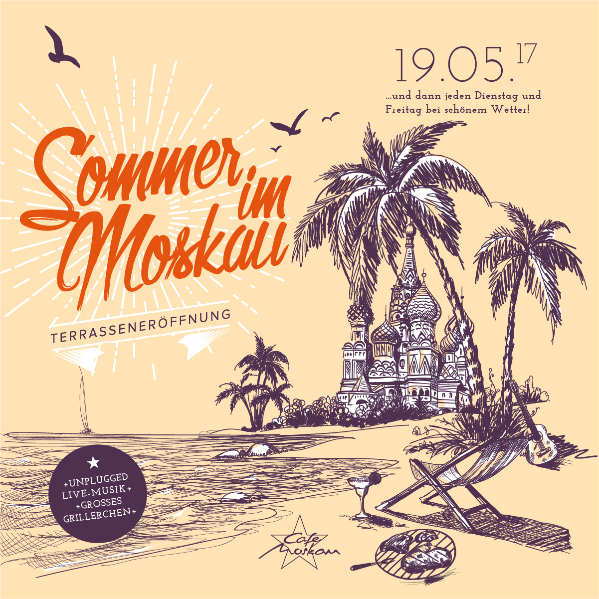 Sommer im Moskau Terrassen-eröffnung  Angebote Cafe Moskau